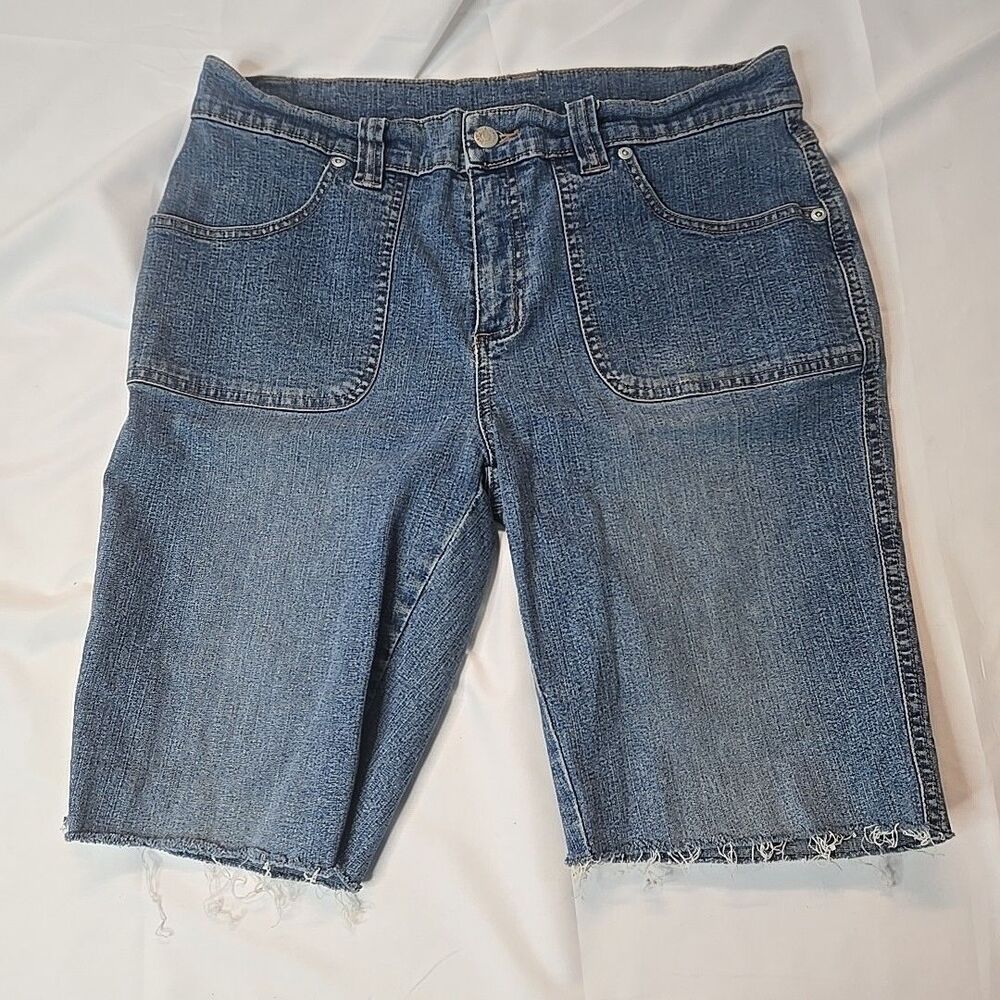 Cut Off Jean Shorts For Women 12 Blue Denim Stretchy Mid Rise Grunge Minimalist